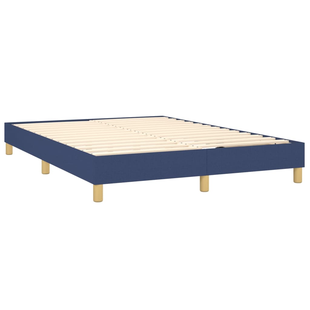 Κρεβάτι Boxspring με Στρώμα Μπλε 140x190 εκ. Υφασμάτινο - Pakobazaar