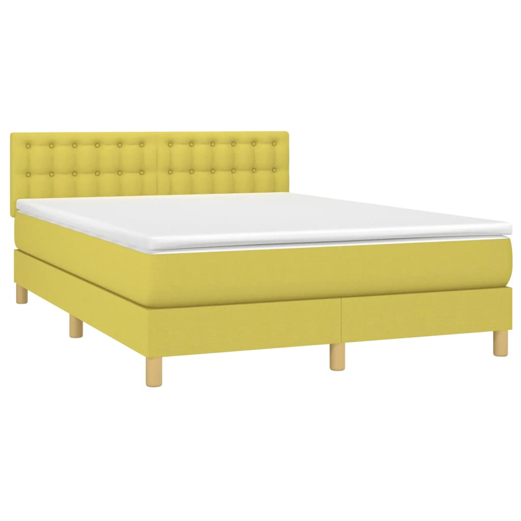 Κρεβάτι Boxspring με Στρώμα Πράσινο 140x190 εκ. Υφασμάτινο