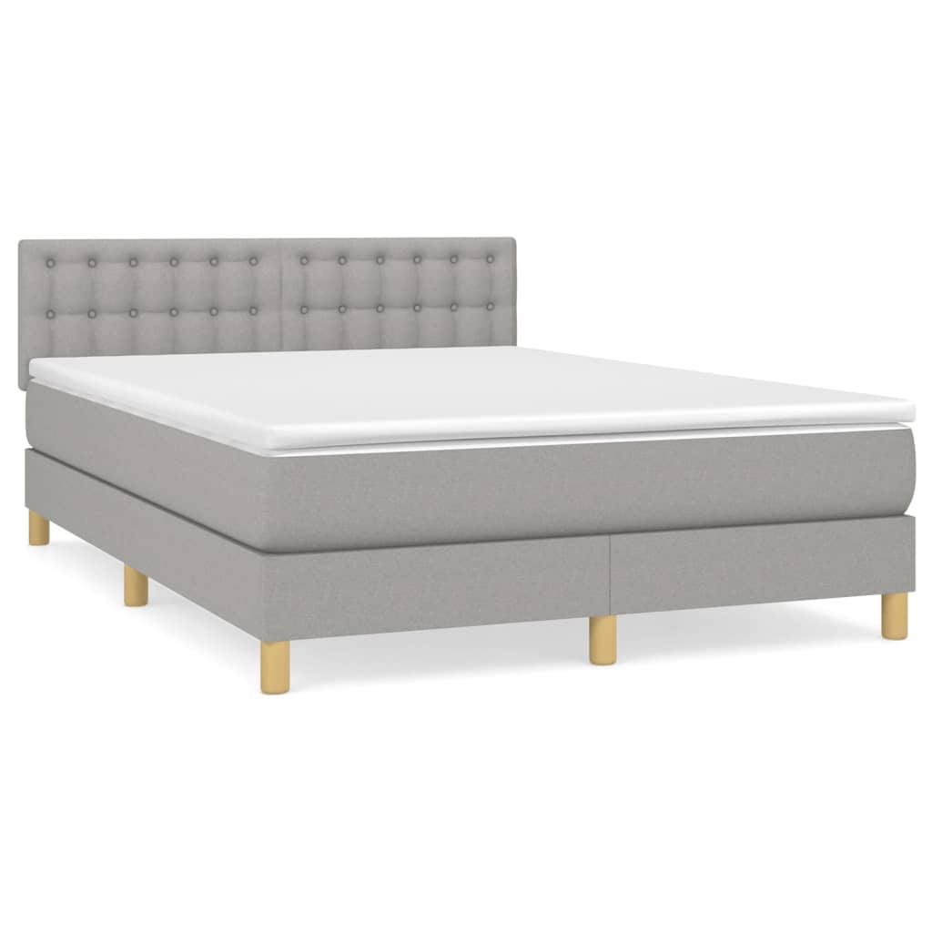 Κρεβάτι Boxspring με Στρώμα Ανοιχτό Γκρι 140x200 εκ. Υφασμάτινο - Pakobazaar