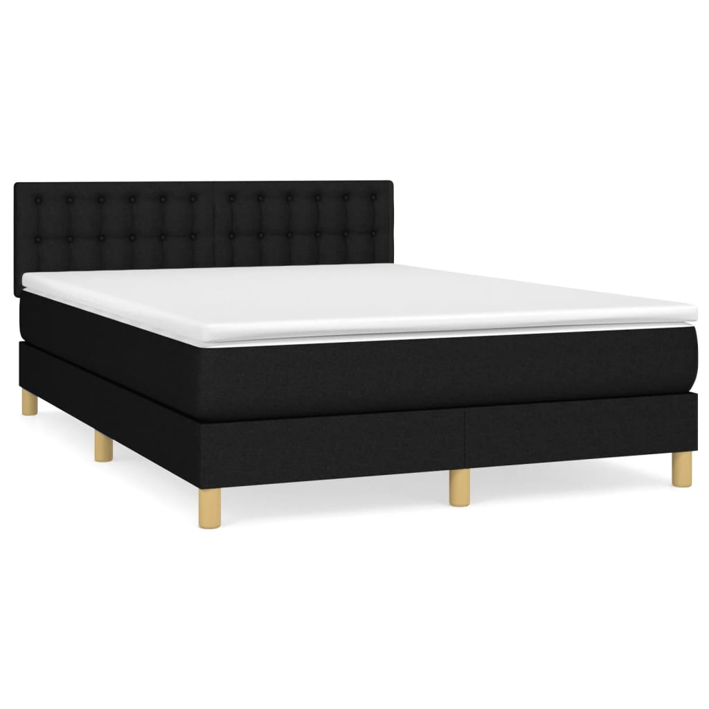 Κρεβάτι Boxspring με Στρώμα Μαύρο 140x200 εκ. Υφασμάτινο