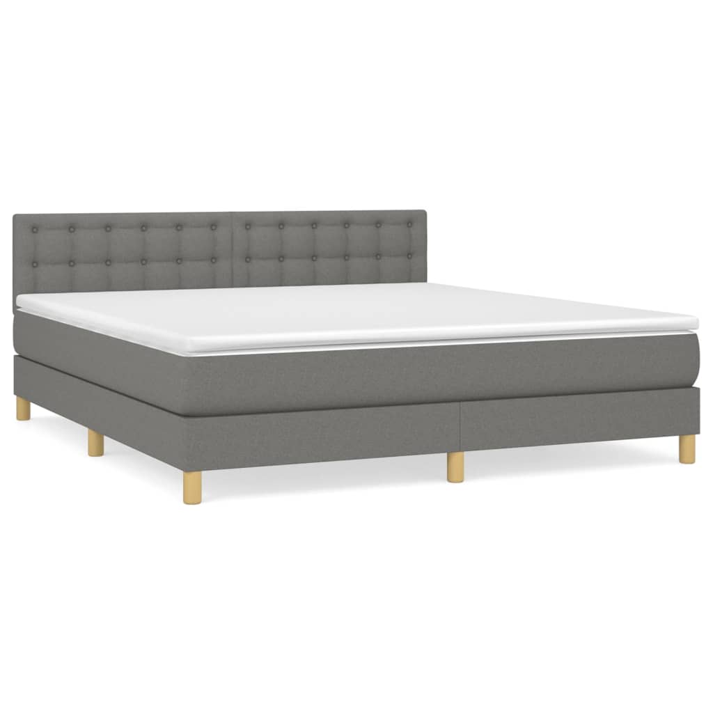 Κρεβάτι Boxspring με Στρώμα Σκούρο Γκρι 160x200 εκ Υφασμάτινο - Pakobazaar