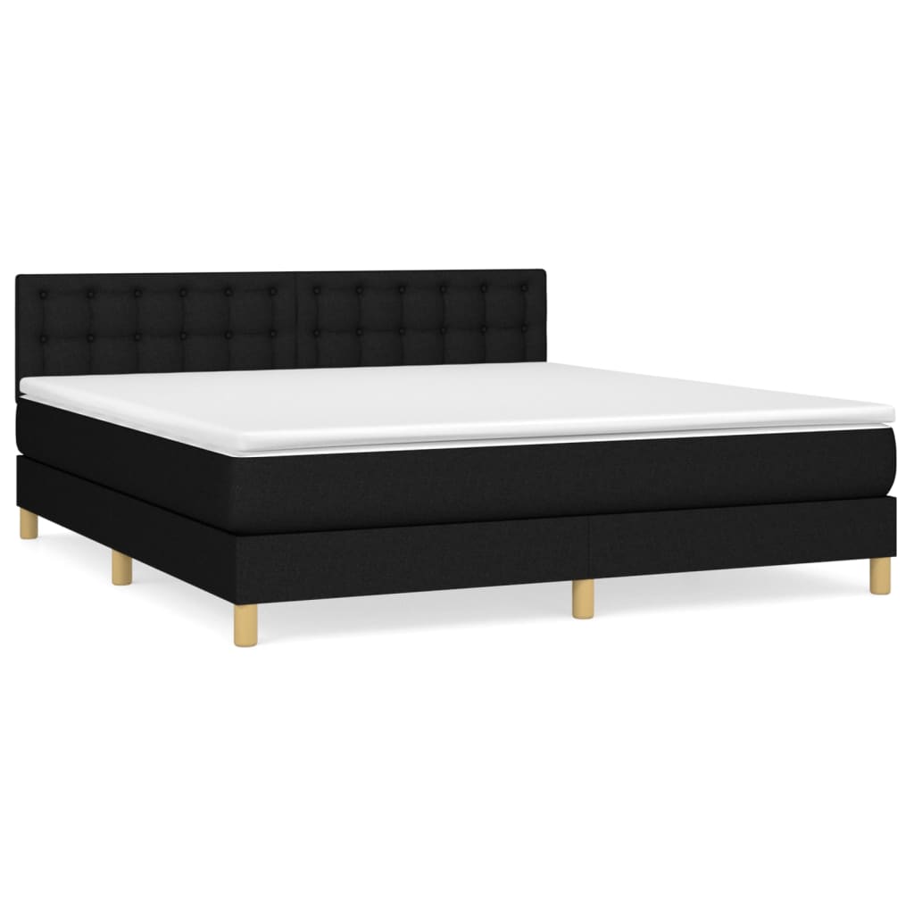 Κρεβάτι Boxspring με Στρώμα Μαύρο 160x200 εκ. Υφασμάτινο - Pakobazaar