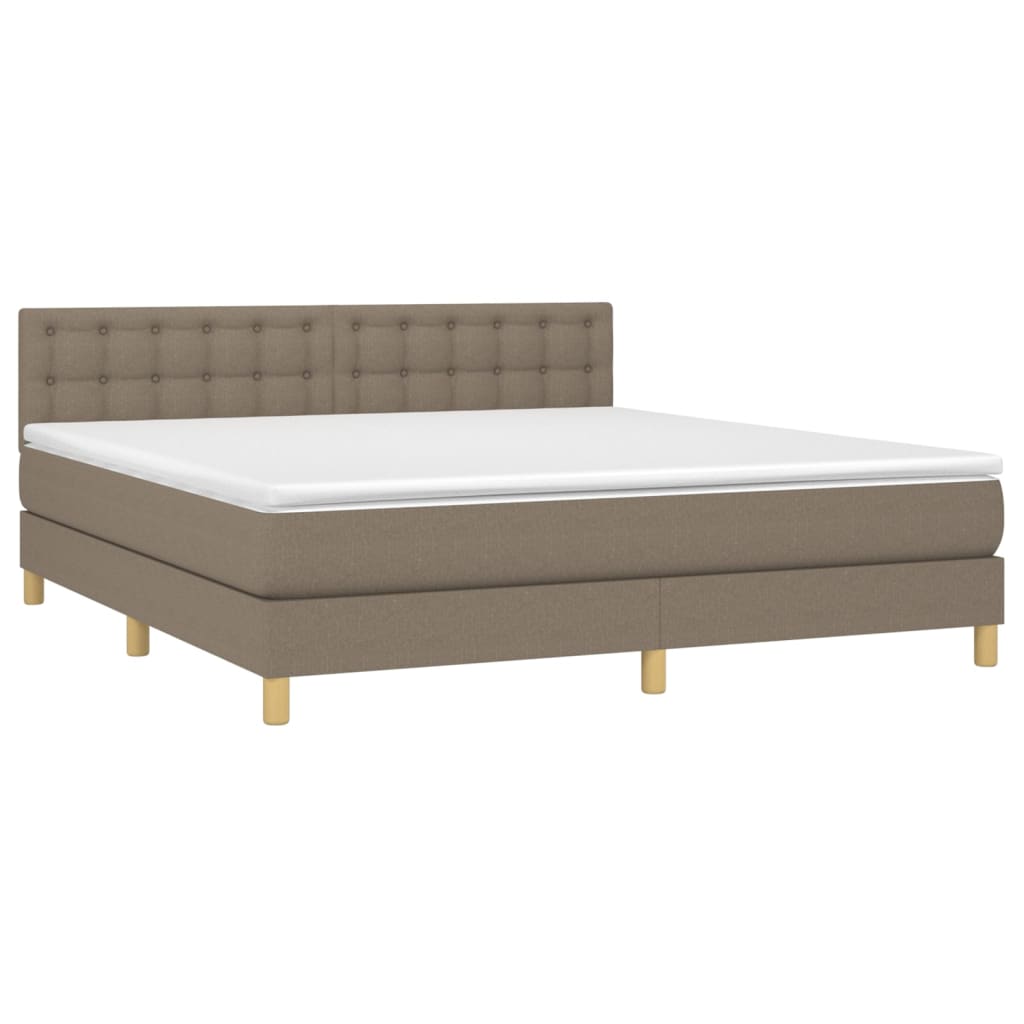 Κρεβάτι Boxspring με Στρώμα Taupe 160x200 εκ. Υφασμάτινο - Pakobazaar