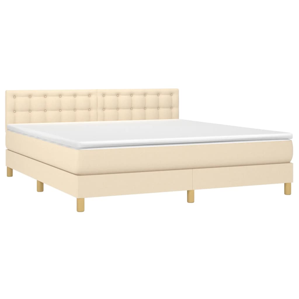Κρεβάτι Boxspring με Στρώμα Κρεμ 160x200 εκ. Υφασμάτινο