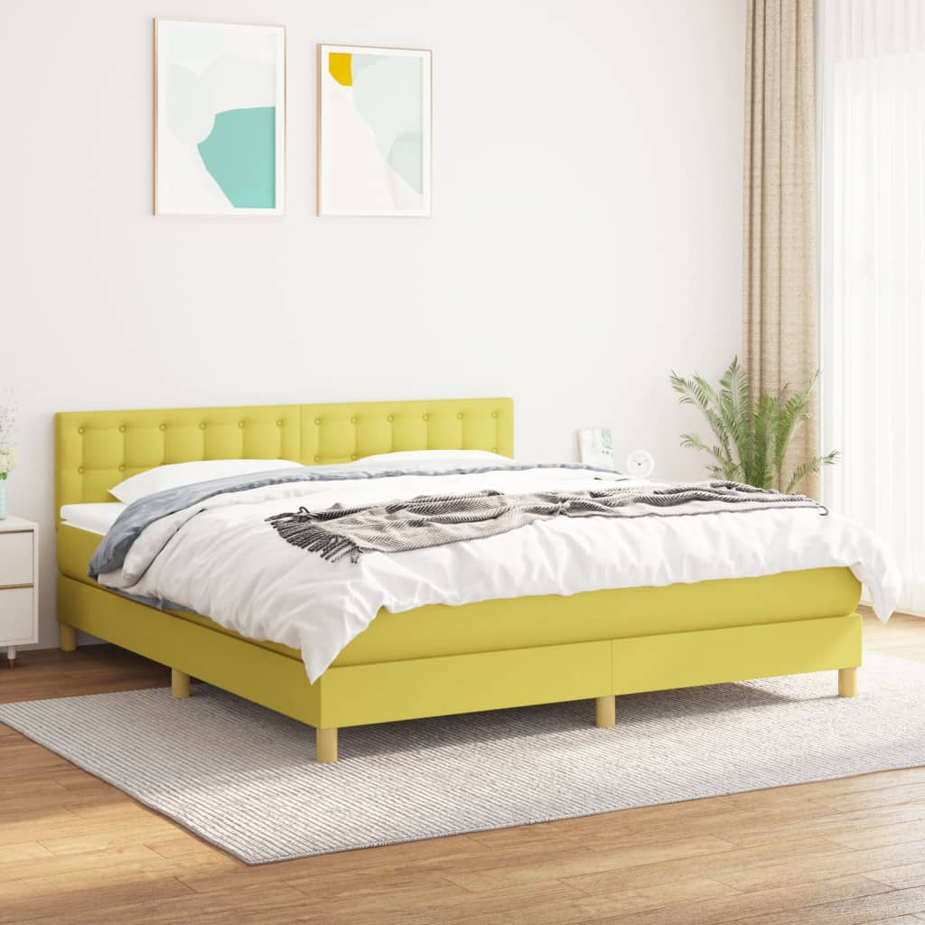 Κρεβάτι Boxspring με Στρώμα Πράσινο 180x200 εκ.Υφασμάτινο