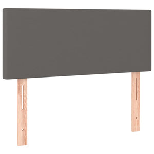 Κρεβάτι Boxspring με Στρώμα Γκρι 90x200 εκ. από Συνθετικό Δέρμα