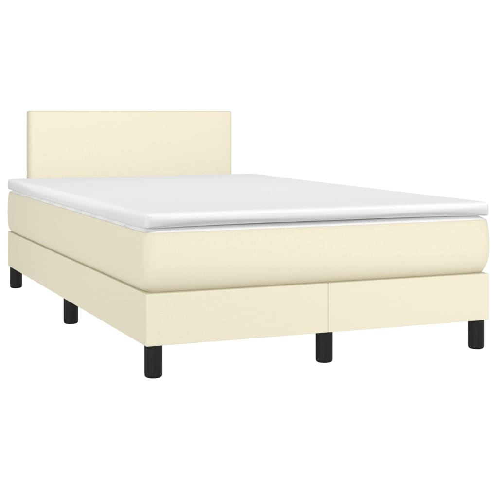 Κρεβάτι Boxspring με Στρώμα Κρεμ 120x200εκ. από Συνθετικό Δέρμα - Pakobazaar