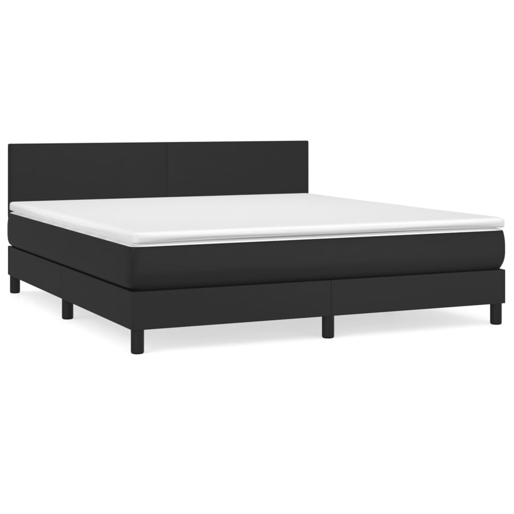Κρεβάτι Boxspring με Στρώμα Μαύρο 180x200εκ.από Συνθετικό Δέρμα