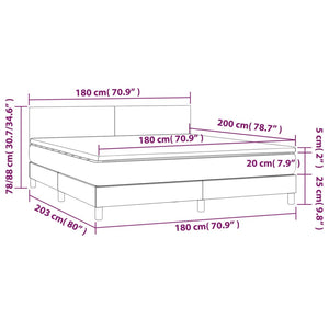 Κρεβάτι Boxspring με Στρώμα Κρεμ 180x200 εκ. Συνθετικό Δέρμα - Pakobazaar