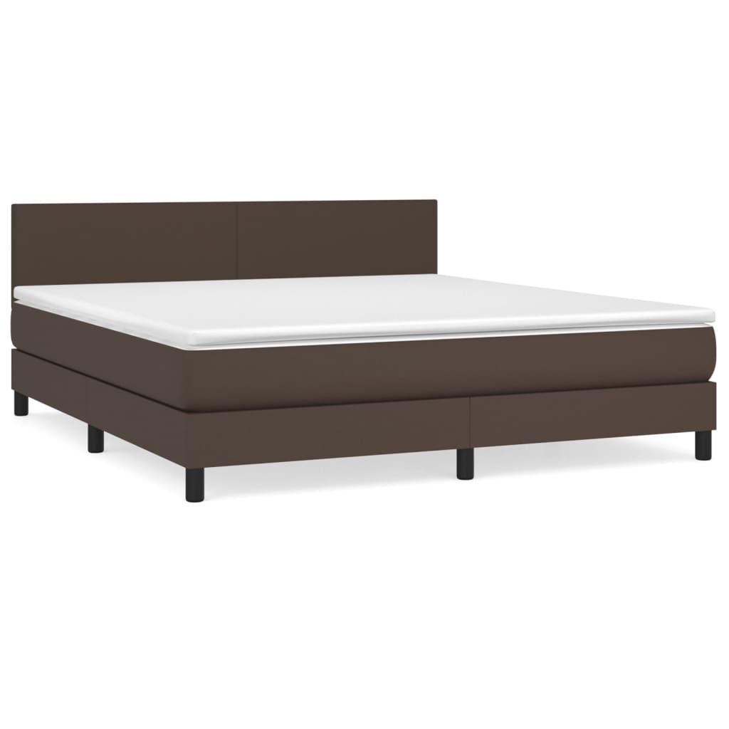 Κρεβάτι Boxspring με Στρώμα Καφέ 180x200 εκ. Συνθετικό Δέρμα