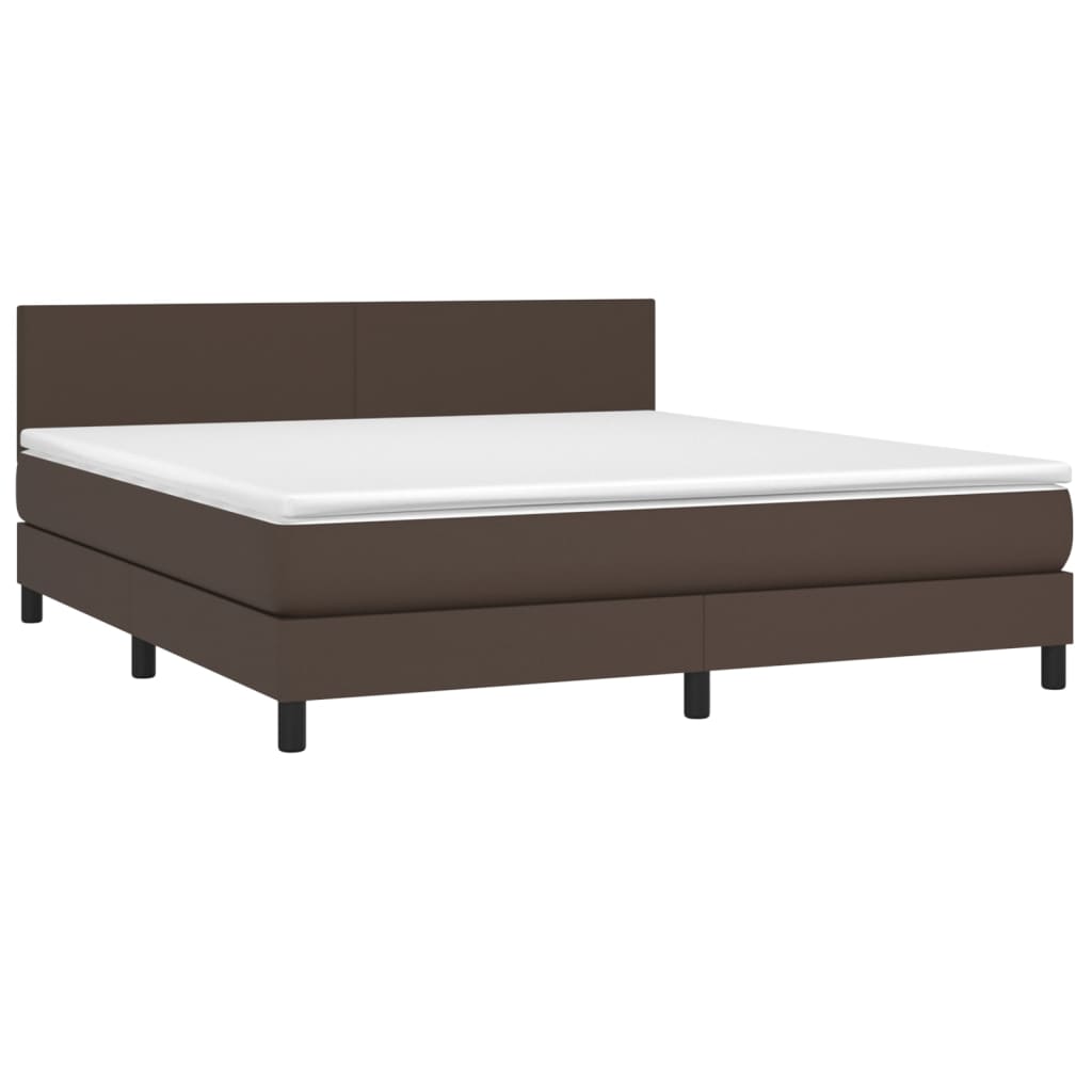Κρεβάτι Boxspring με Στρώμα Καφέ 180x200 εκ. Συνθετικό Δέρμα