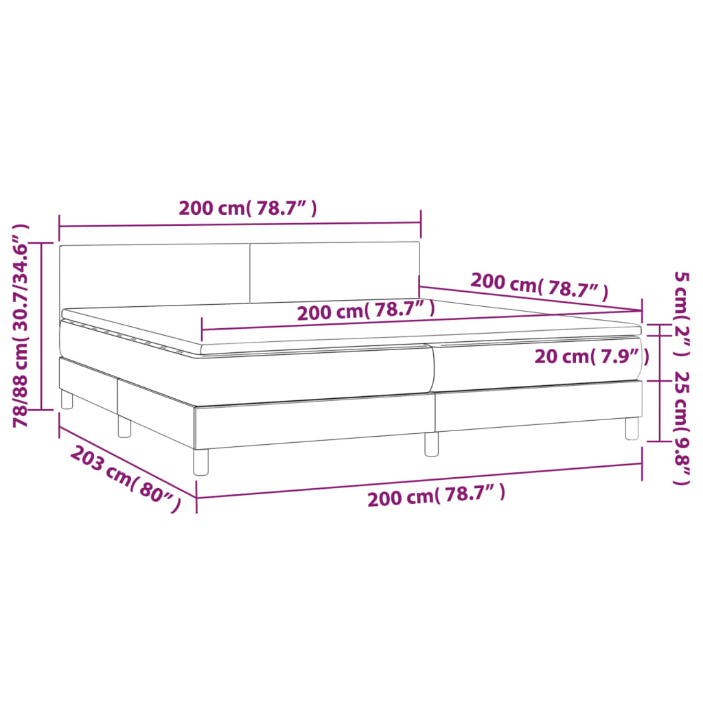 Κρεβάτι Boxspring με Στρώμα Καπουτσίνο 200x200εκ.από Συνθ.Δέρμα - Pakobazaar