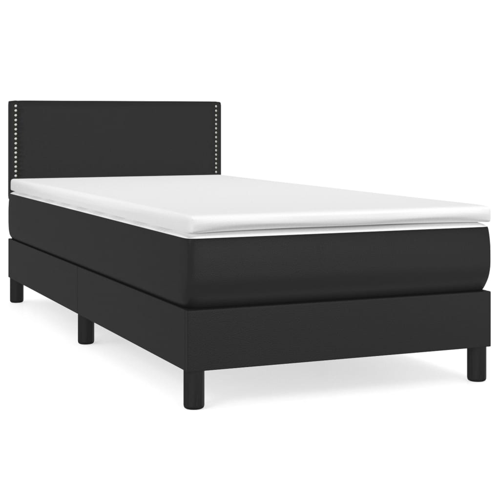 Κρεβάτι Boxspring με Στρώμα Μαύρο 80 x 200 εκ. Συνθετικό Δέρμα