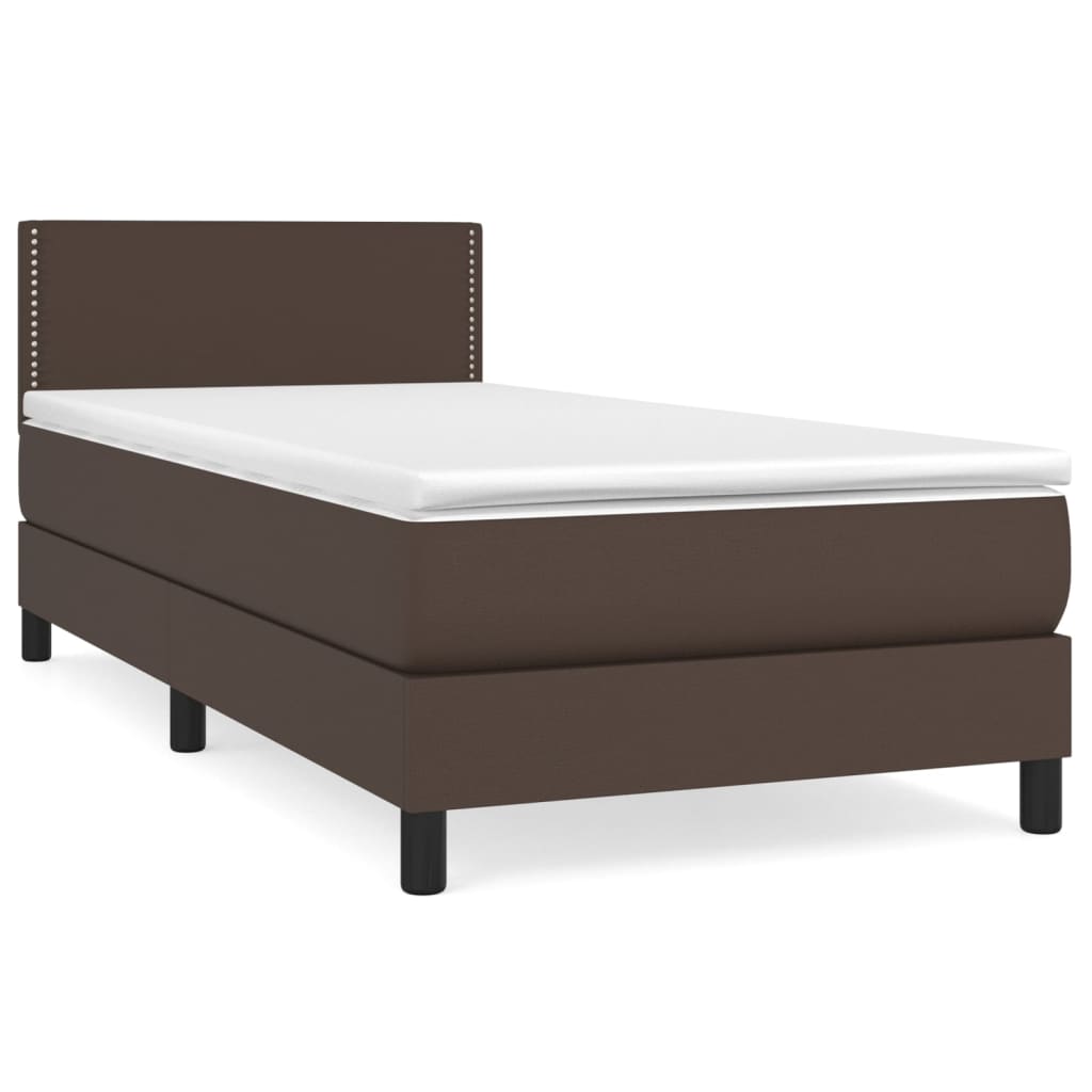 Κρεβάτι Boxspring με Στρώμα Καφέ 80 x 200 εκ. Συνθετικό Δέρμα
