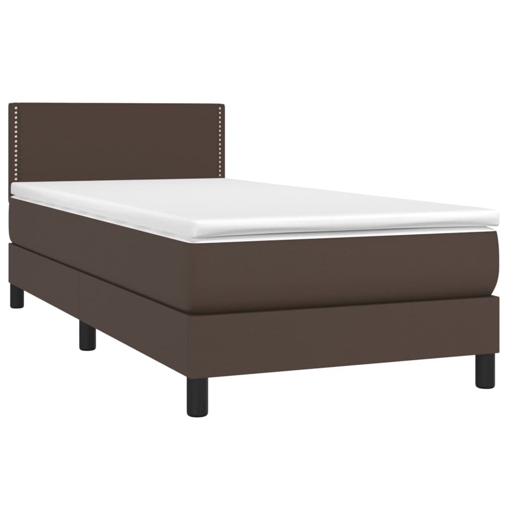 Κρεβάτι Boxspring με Στρώμα Καφέ 80 x 200 εκ. Συνθετικό Δέρμα