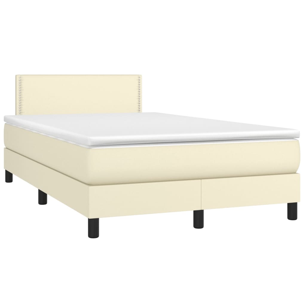 Κρεβάτι Boxspring με Στρώμα Κρεμ 120x200εκ. από Συνθετικό Δέρμα