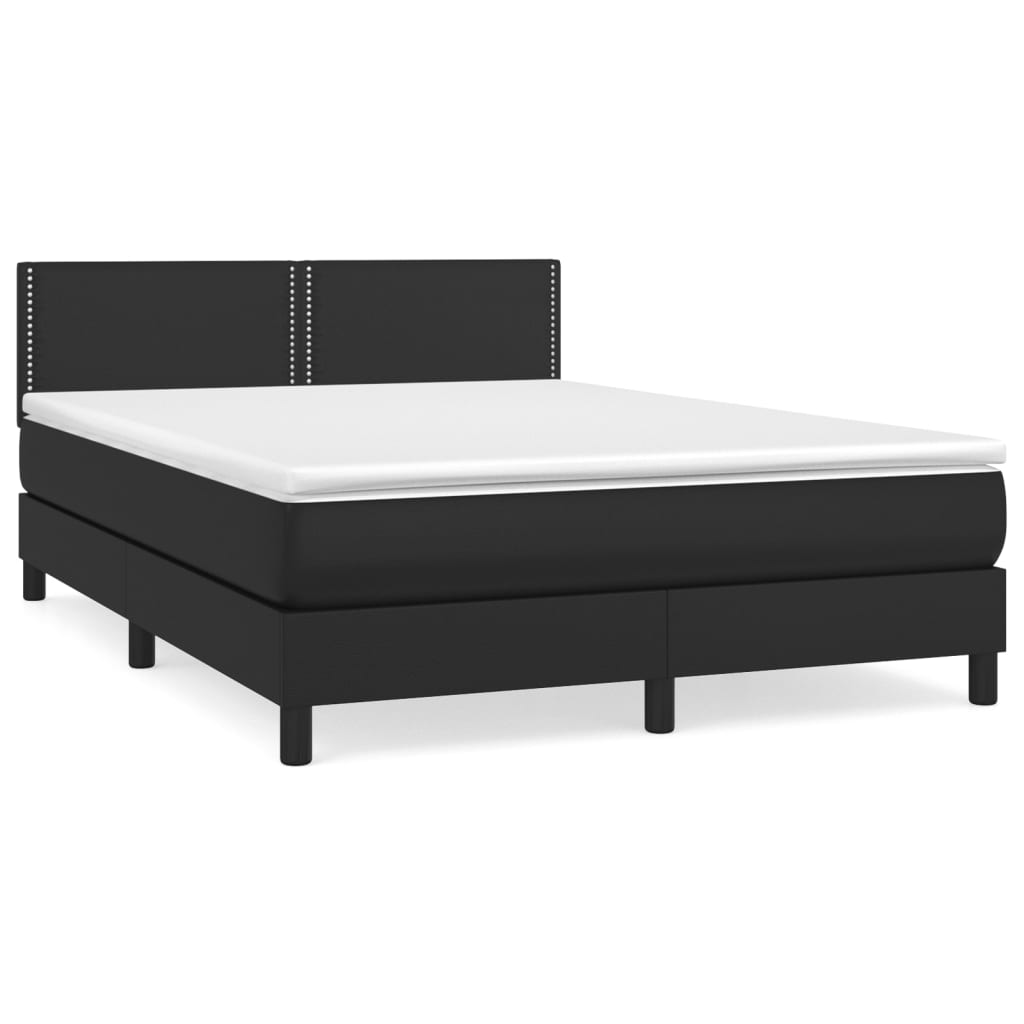 Κρεβάτι Boxspring με Στρώμα Μαύρο 140x200εκ.από Συνθετικό Δέρμα - Pakobazaar