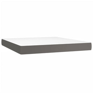 Κρεβάτι Boxspring με Στρώμα Γκρι 160x200εκ. από Συνθετικό Δέρμα