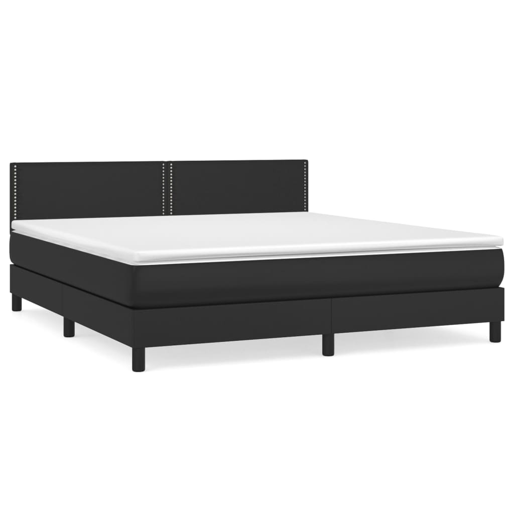 Κρεβάτι Boxspring με Στρώμα Μαύρο 180x200εκ.από Συνθετικό Δέρμα