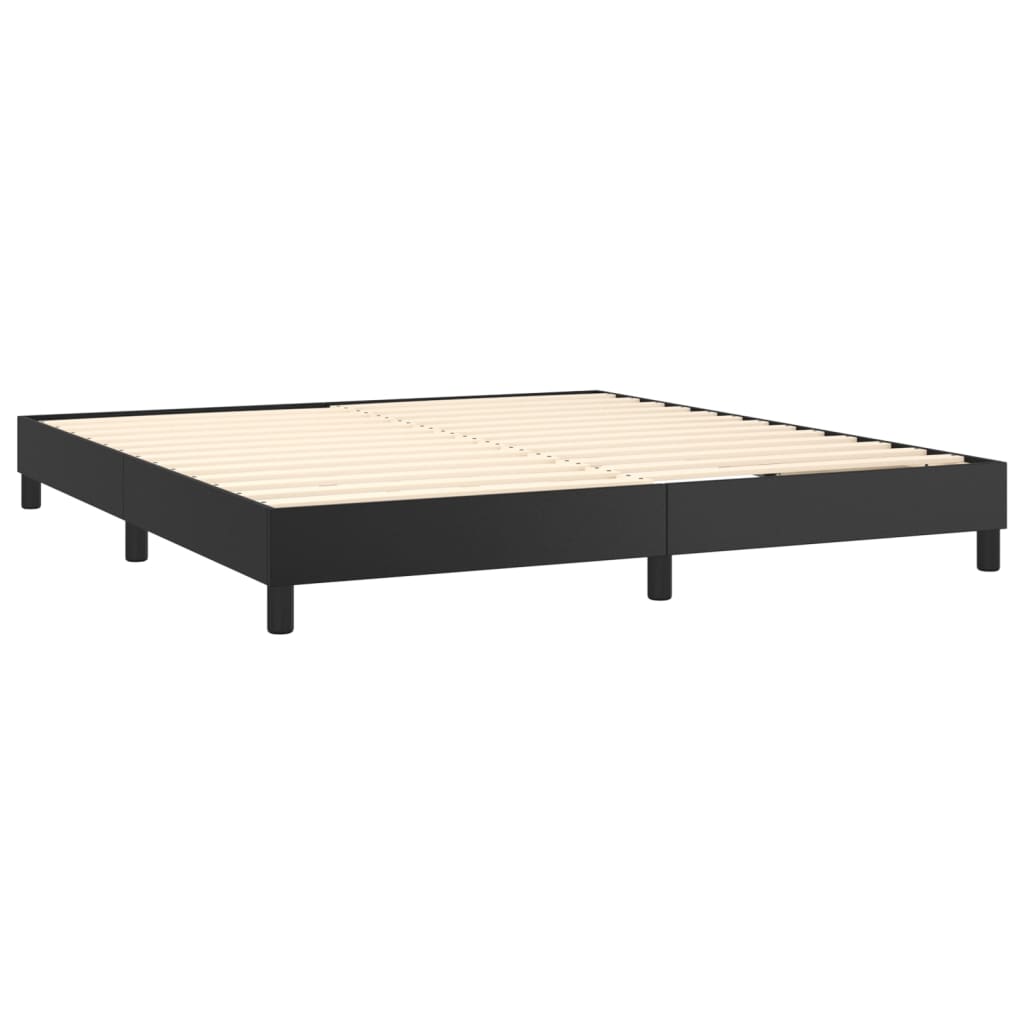Κρεβάτι Boxspring με Στρώμα Μαύρο 180x200εκ.από Συνθετικό Δέρμα