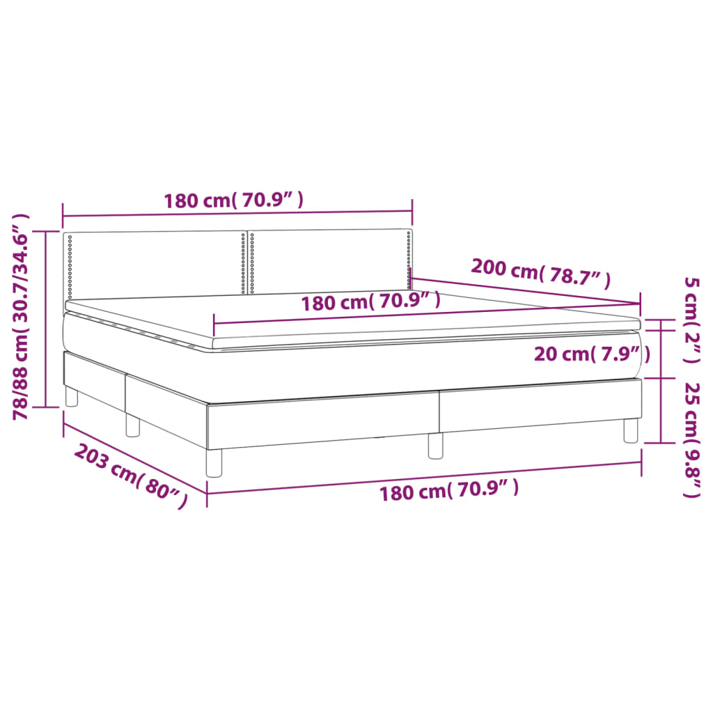 Κρεβάτι Boxspring με Στρώμα Καπουτσίνο 180x200 εκ. Συνθ. Δέρμα