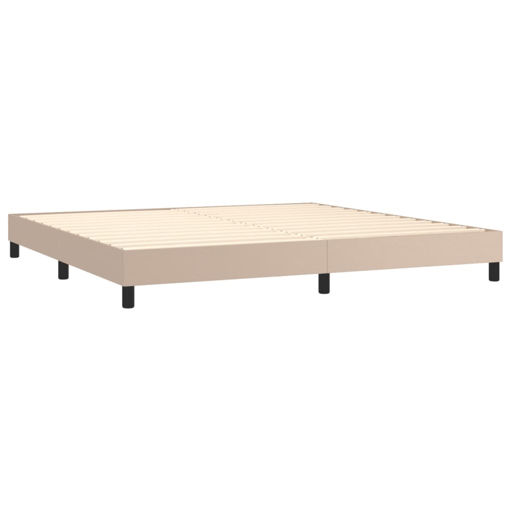 Κρεβάτι Boxspring με Στρώμα Καπουτσίνο 200x200εκ.από Συνθ.Δέρμα