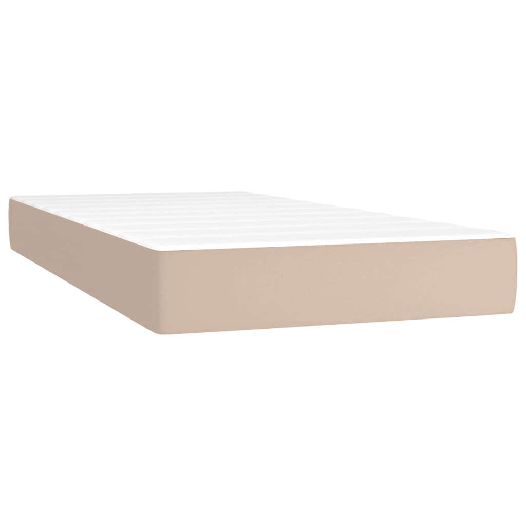 Κρεβάτι Boxspring με Στρώμα Καπουτσίνο 200x200εκ.από Συνθ.Δέρμα