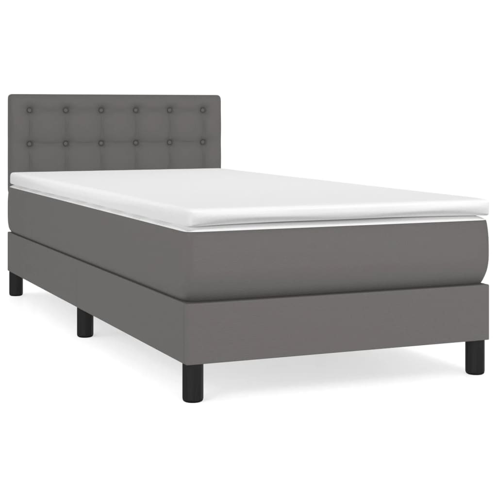 Κρεβάτι Boxspring με Στρώμα Γκρι 80 x 200 εκ. Συνθετικό Δέρμα