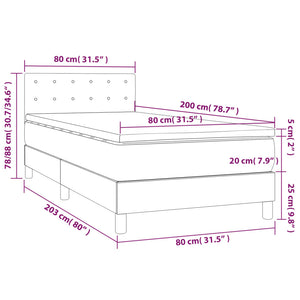 Κρεβάτι Boxspring με Στρώμα Καπουτσίνο 80x200 εκ. Συνθ. Δέρμα