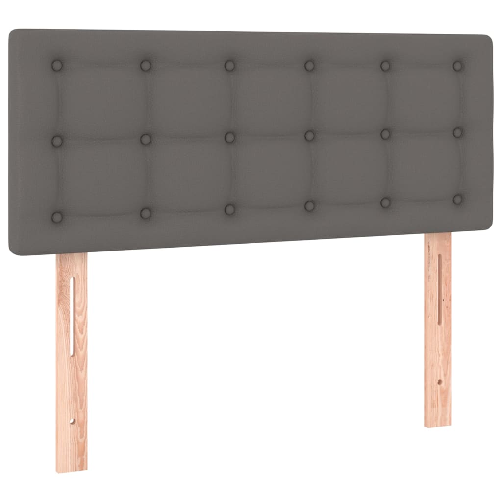 Κρεβάτι Boxspring με Στρώμα Γκρι 90x200 εκ. από Συνθετικό Δέρμα