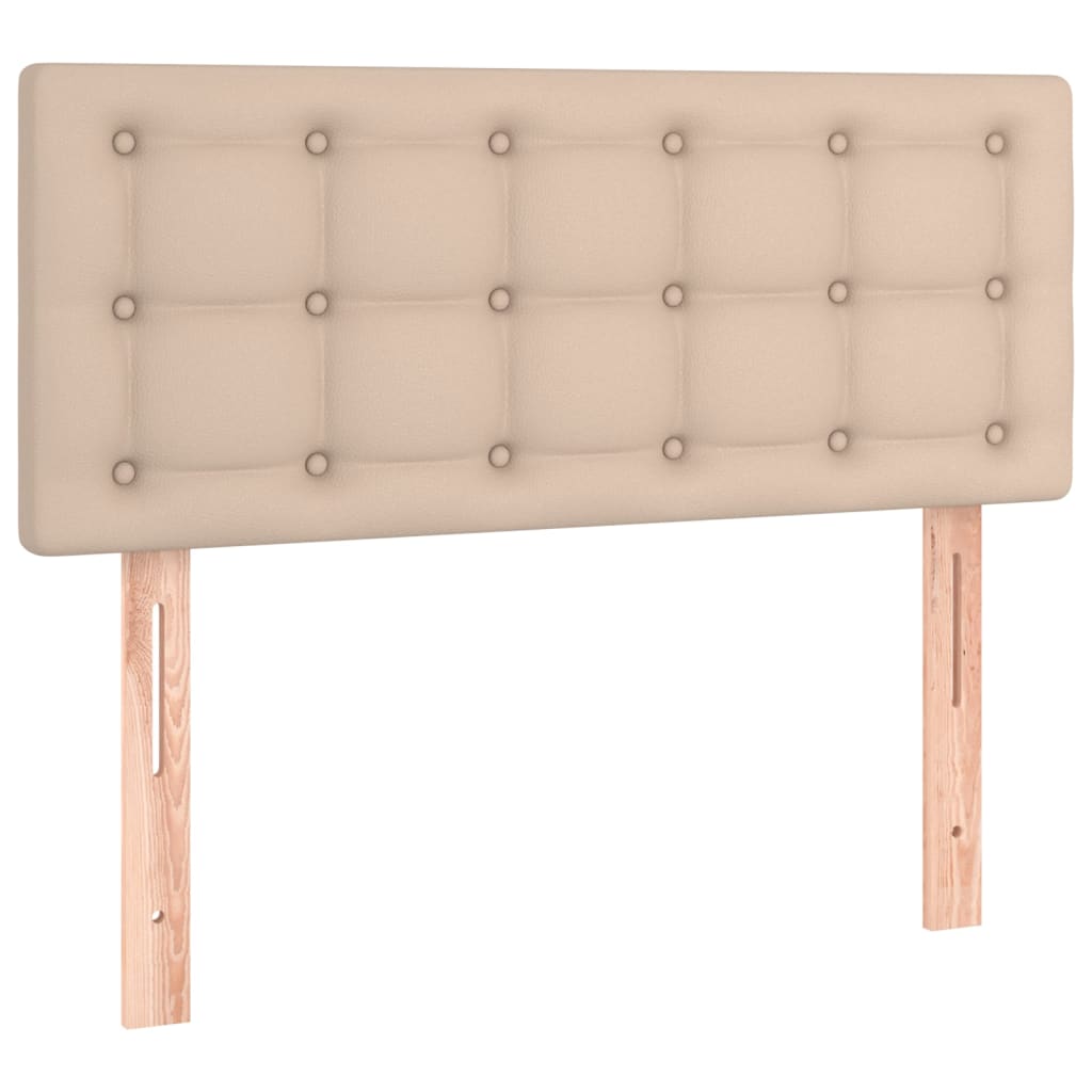 Κρεβάτι Boxspring με Στρώμα Καπουτσίνο 100x200εκ.από Συνθ.Δέρμα - Pakobazaar