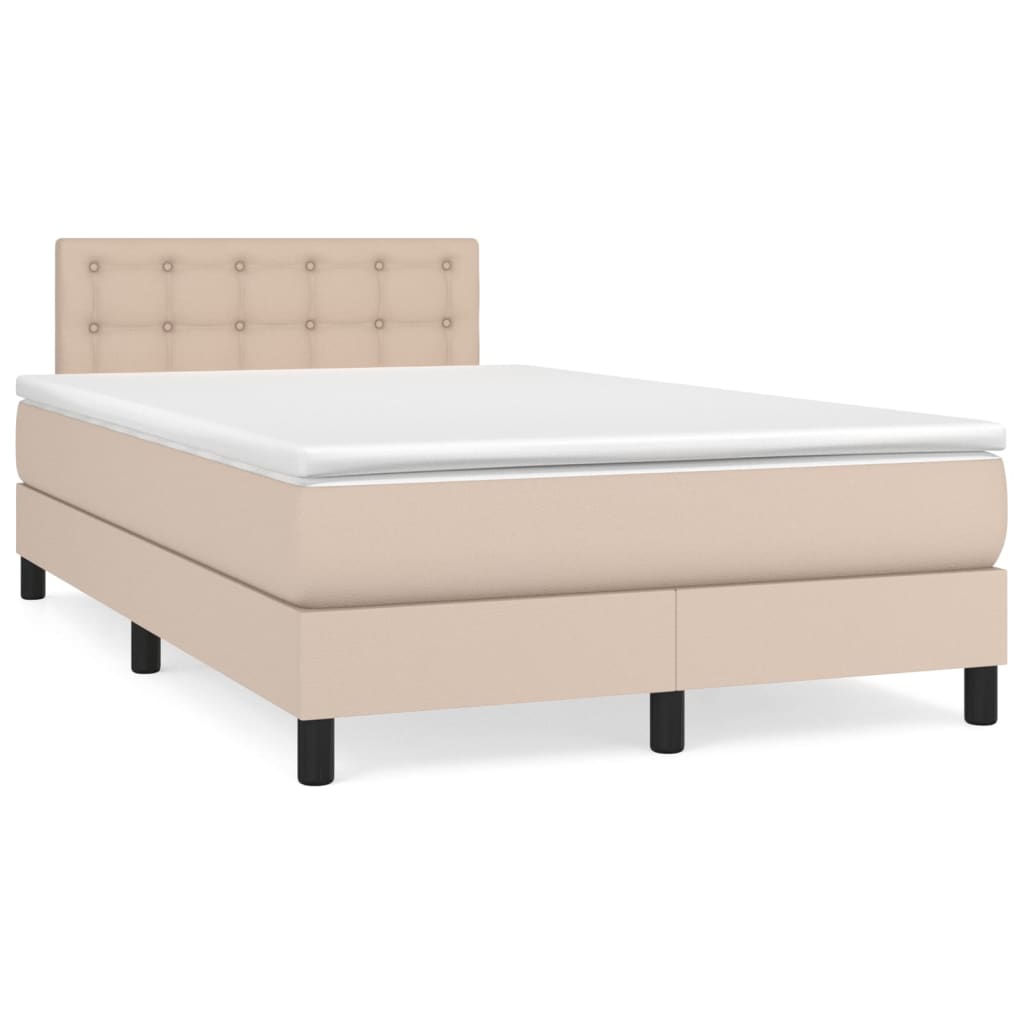 Κρεβάτι Boxspring με Στρώμα Καπουτσίνο 120x200εκ.από Συνθ.Δέρμα