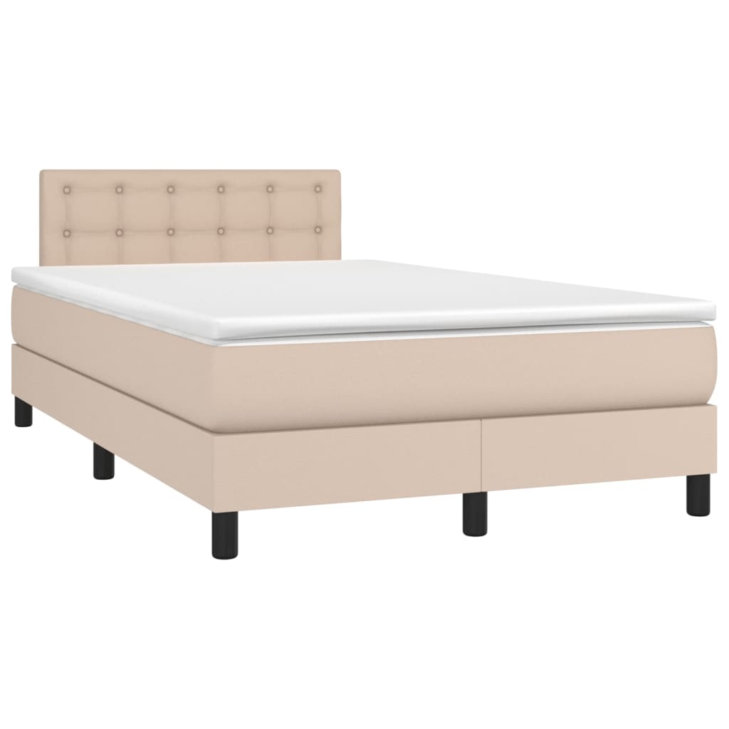 Κρεβάτι Boxspring με Στρώμα Καπουτσίνο 120x200εκ.από Συνθ.Δέρμα