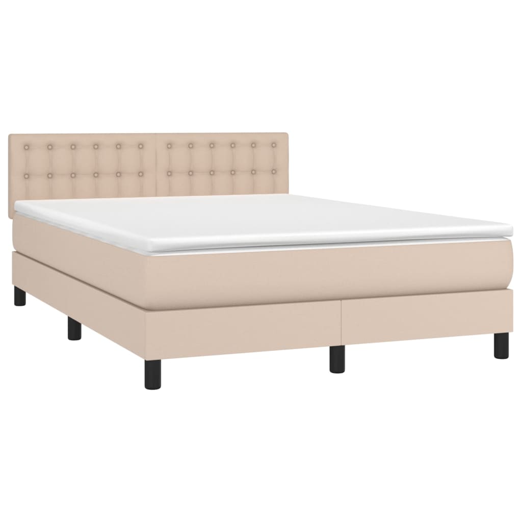 Κρεβάτι Boxspring με Στρώμα Καπουτσίνο 140x190εκ.από Συνθ.Δέρμα