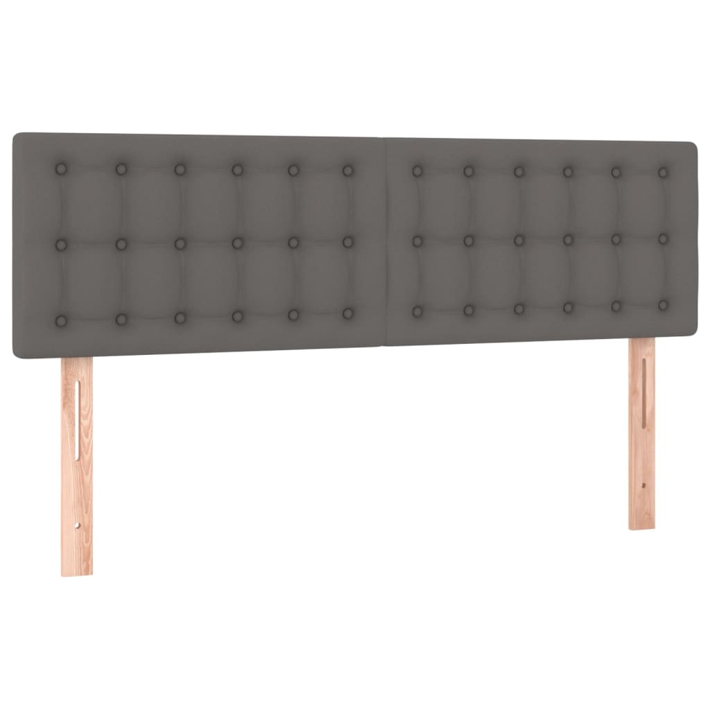 Κρεβάτι Boxspring με Στρώμα Γκρι 140x200εκ. από Συνθετικό Δέρμα