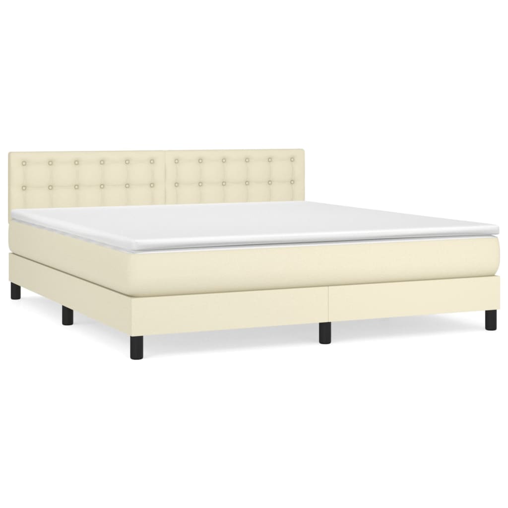 Κρεβάτι Boxspring με Στρώμα Κρεμ 180x200 εκ. Συνθετικό Δέρμα - Pakobazaar
