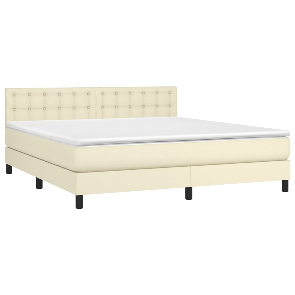 Κρεβάτι Boxspring με Στρώμα Κρεμ 180x200 εκ. Συνθετικό Δέρμα - Pakobazaar