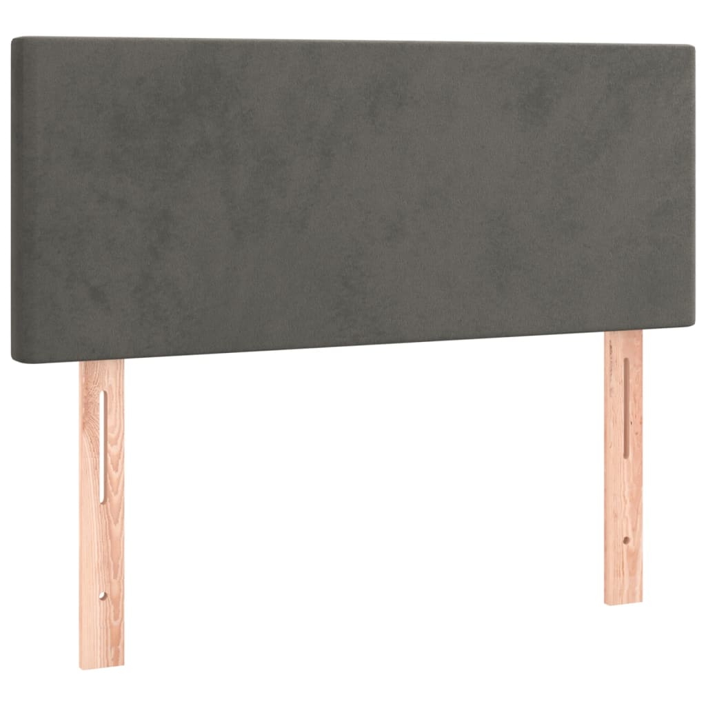 Κρεβάτι Boxspring με Στρώμα Σκούρο Γκρι 90x190 εκ. Βελούδινο