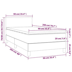 Κρεβάτι Boxspring με Στρώμα Σκούρο Πράσινο 90x200 εκ. Βελούδινο
