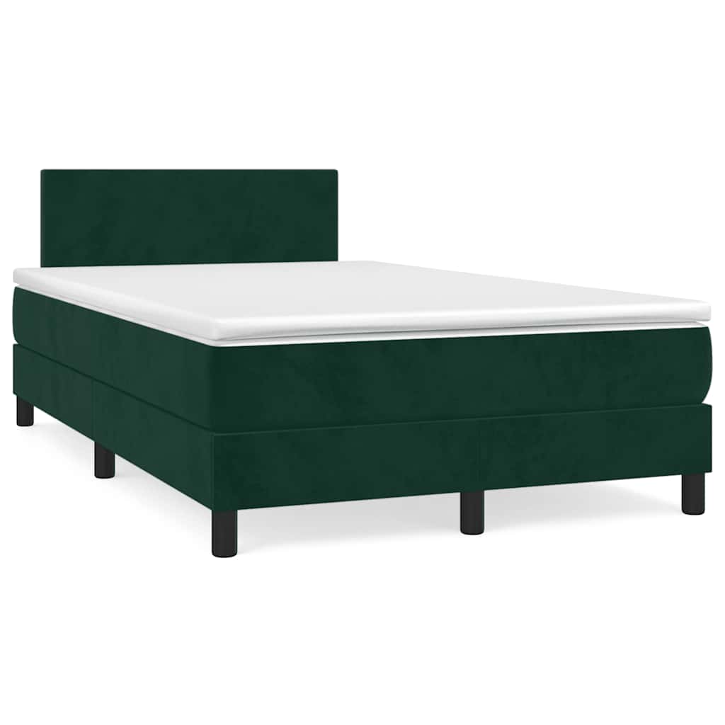 Κρεβάτι Boxspring με Στρώμα Σκούρο Πράσινο 120x200εκ. Βελούδινο