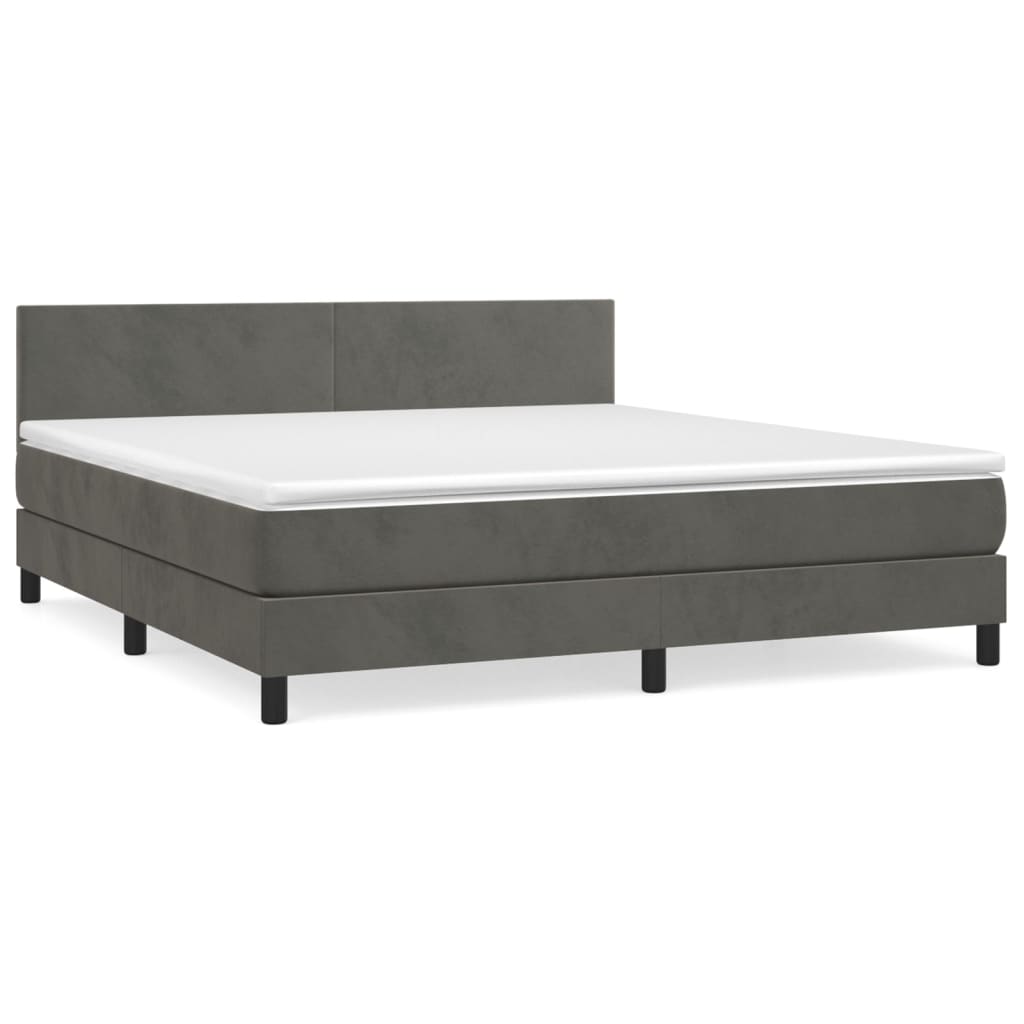Κρεβάτι Boxspring με Στρώμα Σκούρο Γκρι 160x200 εκ. Βελούδινο