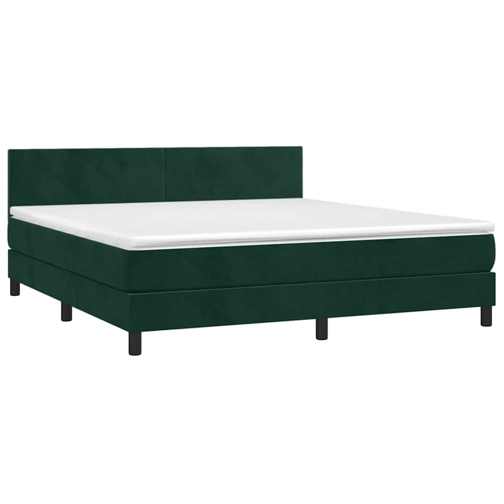 Κρεβάτι Boxspring με Στρώμα Σκούρο Πράσινο 160x200εκ. Βελούδινο