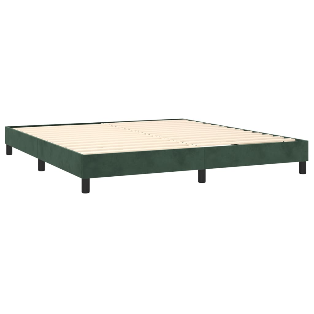 Κρεβάτι Boxspring με Στρώμα Σκούρο Πράσινο 160x200εκ. Βελούδινο