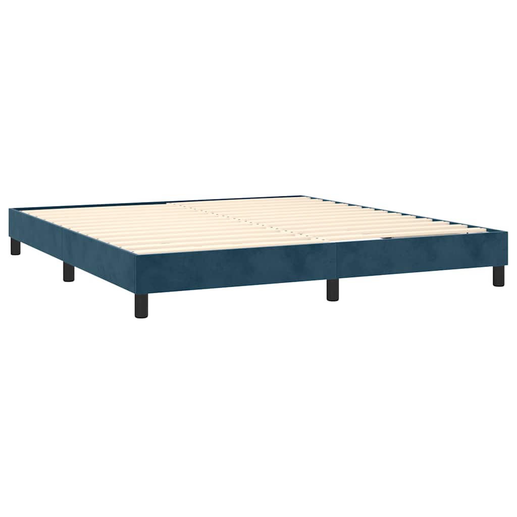 Κρεβάτι Boxspring με Στρώμα Σκούρο Μπλε 160x200 εκ. Βελούδινο