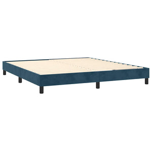 Κρεβάτι Boxspring με Στρώμα Σκούρο Μπλε 160x200 εκ. Βελούδινο - Pakobazaar