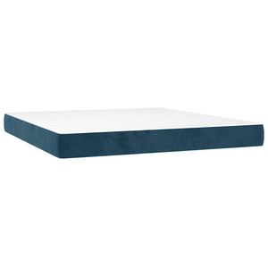Κρεβάτι Boxspring με Στρώμα Σκούρο Μπλε 160x200 εκ. Βελούδινο - Pakobazaar