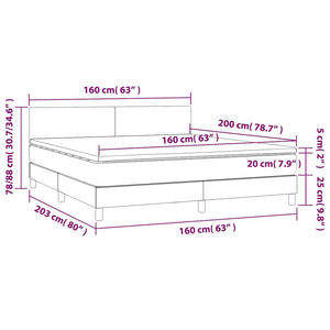 Κρεβάτι Boxspring με Στρώμα Σκούρο Μπλε 160x200 εκ. Βελούδινο - Pakobazaar