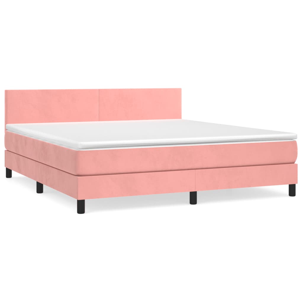 Κρεβάτι Boxspring με Στρώμα Ροζ 180x200 εκ. Βελούδινο