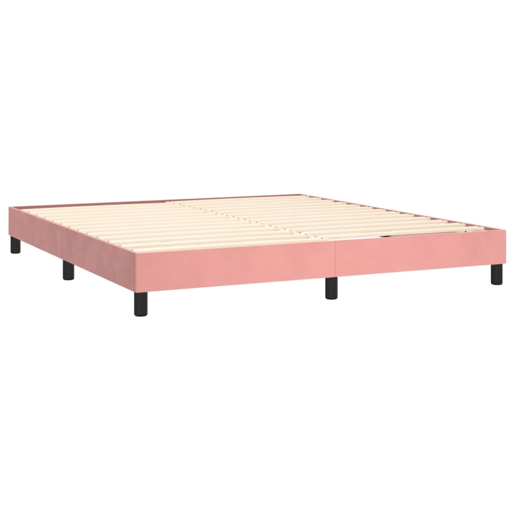 Κρεβάτι Boxspring με Στρώμα Ροζ 180x200 εκ. Βελούδινο