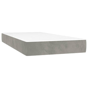 Κρεβάτι Boxspring με Στρώμα Ανοιχτό Γκρι 80x200 εκ. Βελούδινο